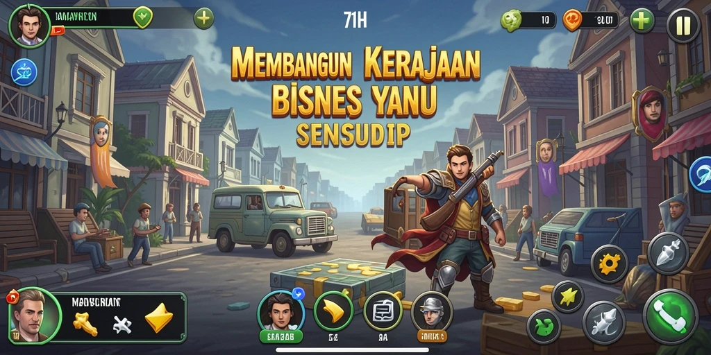 Screenshot gameplay 71H yang menampilkan pengelolaan bisnis secara mendalam.