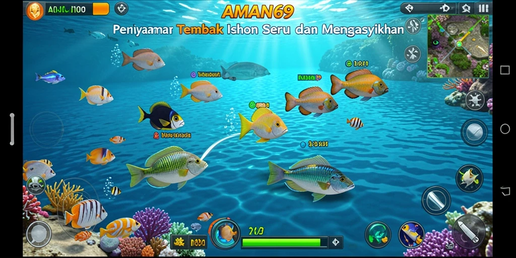 Tampilan menarik dari gameplay Tembak Ikan AMAN69.