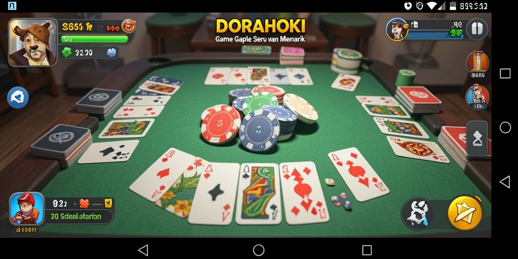 Tampilan gameplay DORAHOKI yang seru dan menarik dalam permainan Gaple.