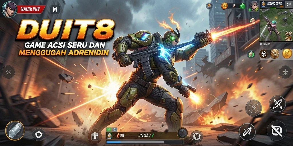 Screenshot utama menampilkan aksi mendebarkan di DUIT8.