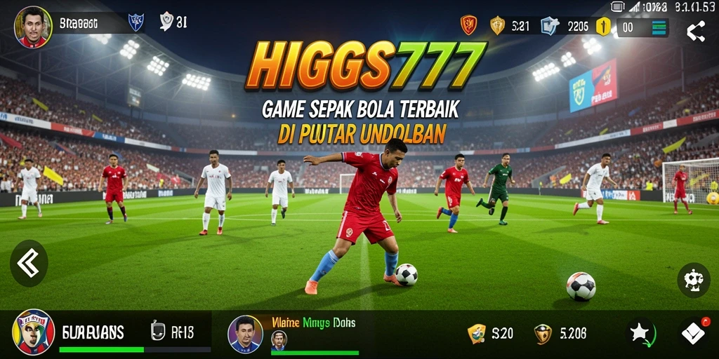 Screenshot gameplay HIGGS777 menampilkan pertandingan sepak bola yang seru.