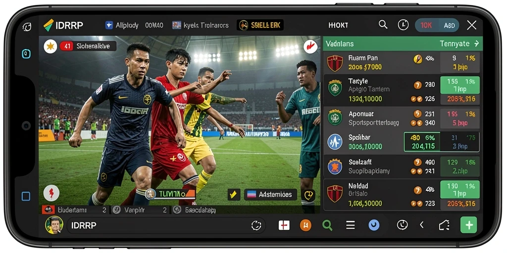 Screenshot IDRRP yang menampilkan taruhan olahraga yang menarik.