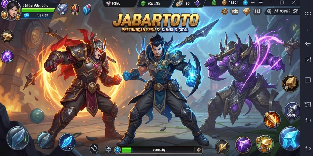 Gameplay JABARTOTO menampilkan karakter bertarung dengan serangan spesial yang epik.