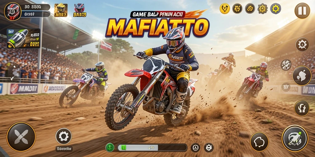 Screenshot game MAFIATOTO menampilkan aksi balap yang mendebarkan.