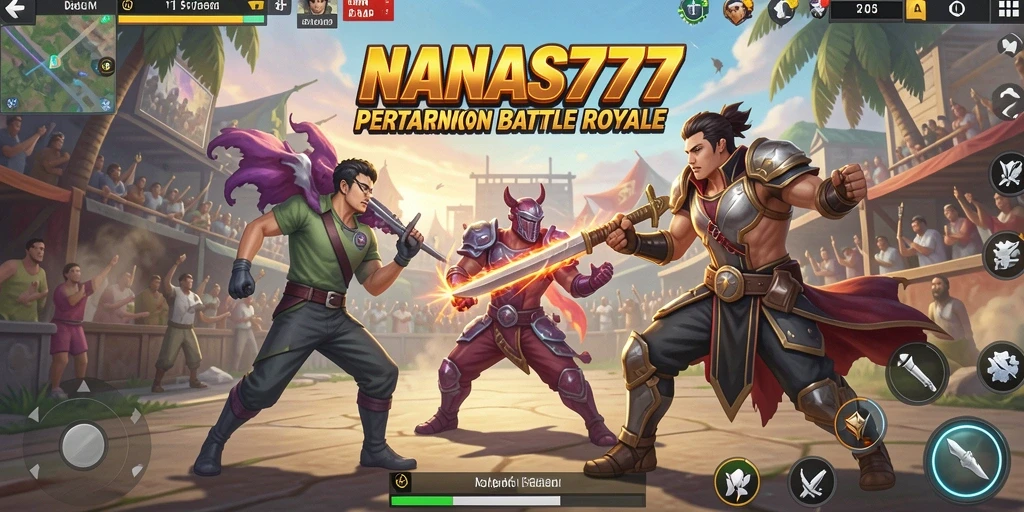 Screenshot NANAS777 menampilkan aksi seru dalam pertempuran Battle Royale.