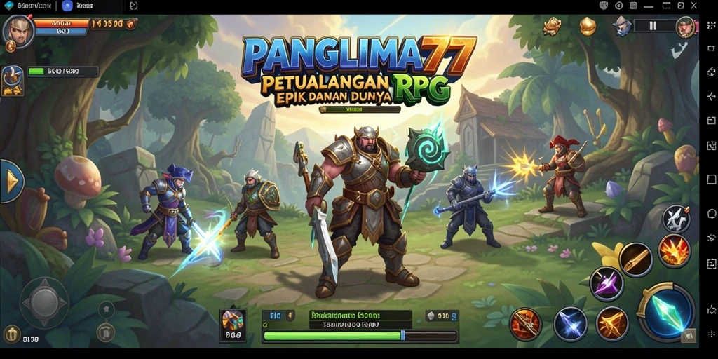 Tampilan gameplay epik dalam PANGLIMA77 dengan karakter yang beraksi.