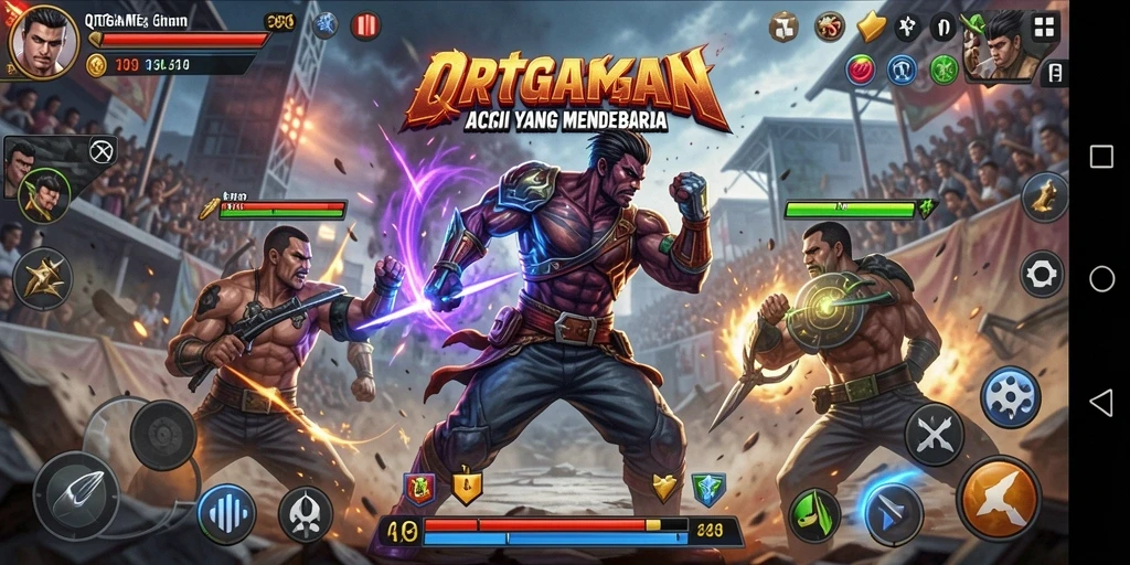 Tampilan aksi mendebarkan dalam gameplay QTGAME.