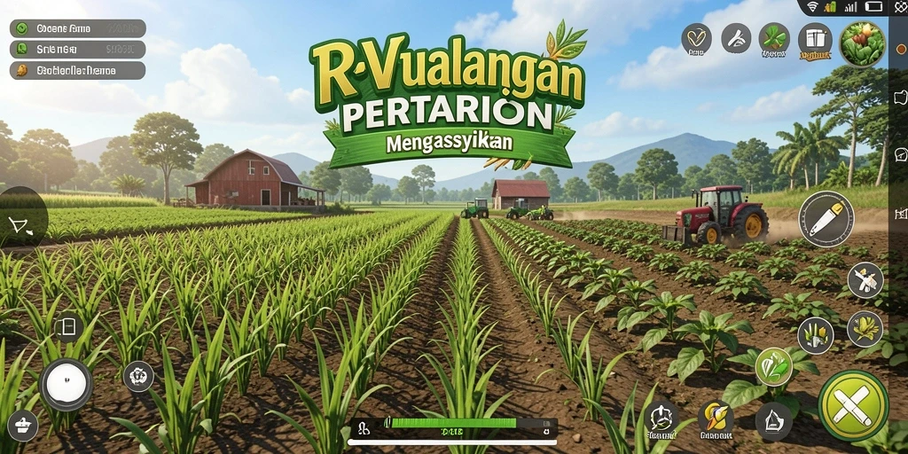 Tampilan gameplay RVIP yang menggambarkan aktivitas pertanian yang seru.