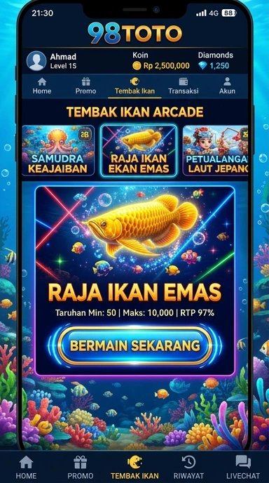 Tampilan antarmuka pengguna 98toto yang modern dan intuitif.